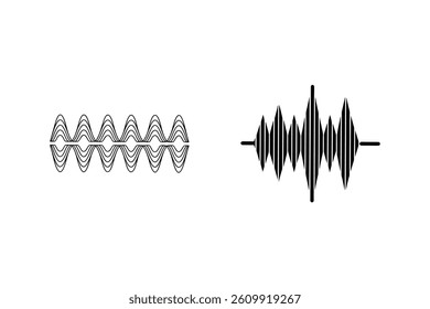 Audio Waveform Sound Signal Representation Graphic Design Element Set