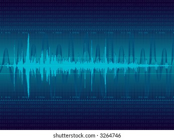 Audio Waveform vector background (only linear gradients)