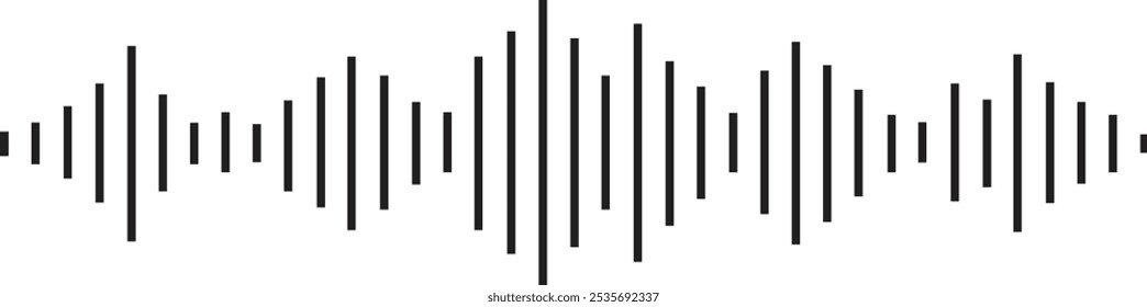 Audio waves icon. Voice message and sound representation Record music player. Mobile talk track. Podcast soundwave. Social network speech audio. Equalizer spectrum noise. Vector illustration.