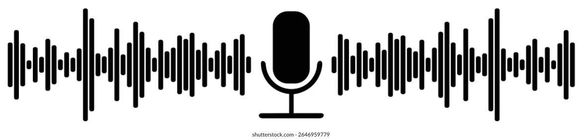 Ícone de ondas de áudio. Mensagem de voz e representação sonora, Vetor Stock