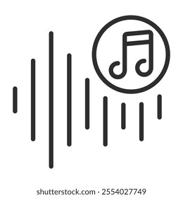 Audio waves. Music equalizer icon, Music band symbol outline icon, editable vector illustration and transparent graphic element. Isolated on white background
