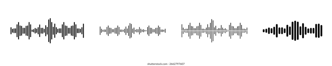 Icono de mensaje de voz de ondas de audio. Símbolo de onda de sonido limpio para la representación de voz.
