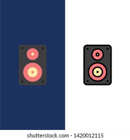 Audio, Wifi, Loudspeaker, Monitor, Professional  Icons. Flat and Line Filled Icon Set Vector Blue Background