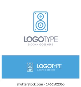 Audio, Wifi, Loudspeaker, Monitor, Professional Blue outLine Logo with place for tagline. Vector Icon Template background