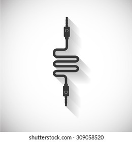 Audio Wire Cable Computer Icon , Long Shadow