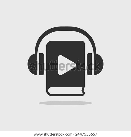 Audiobook black simple icon vector illustration