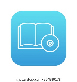 Audiobook and cd disc line icon for web, mobile and infographics. Vector white icon on the blue gradient square with rounded corners isolated on white background.