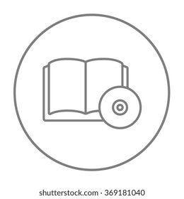 Audiobook and cd disc line icon.