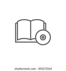 Icono de línea de disco de audio y cd.