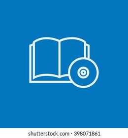 Icono de línea de disco de audio y cd.