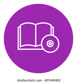 Icono de línea de disco de audio y cd.