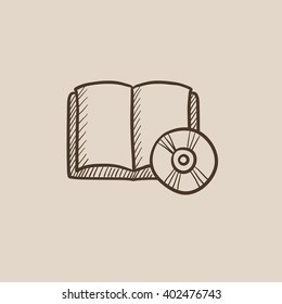 Audiobook and cd disc sketch icon.