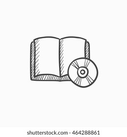Icono de esbozo de vector de disco de audio y cd aislado en segundo plano. Icono de audio y disco cd dibujado a mano. Icono de esbozo de disco de audio y cd para infografía, sitio web o aplicación.
