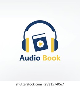 Audiobook concept. Headphones and book icon logo, audiobook online learning, education concept 