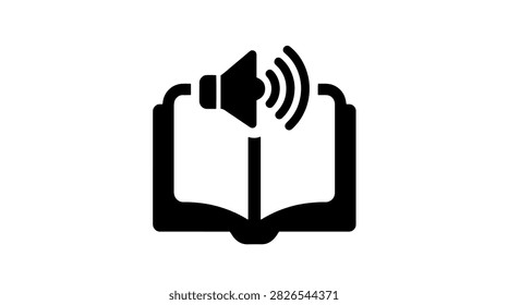 Audiobook concept icon with megaphone and open book audiobook megaphone