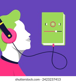 Audiobook concept learning illustration of digital bookstore . New ways of education 