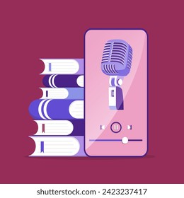 Audiobook concept learning illustration of digital bookstore . New ways of education 