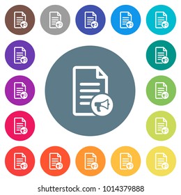 Audiobook flat white icons on round color backgrounds. 17 background color variations are included.