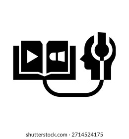 audiobook glyph icon illustration vector graphic. Simple element illustration vector graphic, suitable for app, websites, and presentations isolated on white background