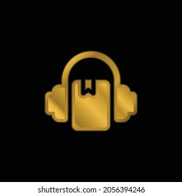 Audiobook gold plated metalic icon or logo vector