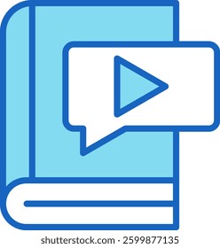 Audiobook Icon Blue Vector Illustration