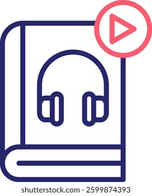 Audiobook Icon Color Vector Illustration