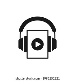 Diseño de iconos de audiolibro aislado en fondo blanco. Ilustración del vector