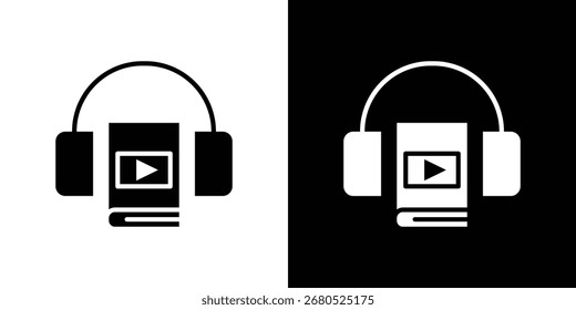 Audiobook-Symbol. Kollektion mit flachen Linien.