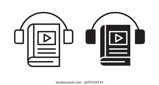 Audiobook Icon Illustrationen Sammlung. bearbeitbare Konturlinie und flacher Stil