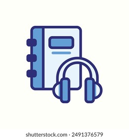 Hörbuch-Icon, isoliertes blaues Icon Thema Lernen