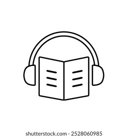 Icono de audiolibro aislado sobre fondo blanco.