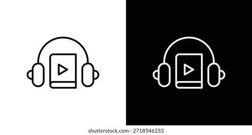 Icono de audiolibro en diseño de línea. Iconos de trazo editables.