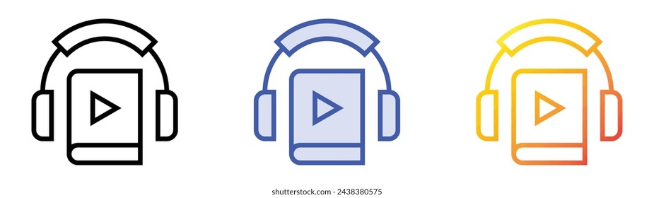 audiobook icon. Linear, Blue Fill and Gradient Style Design Isolated On White Background