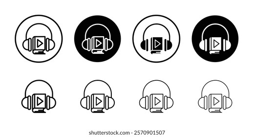 Audiobook icon linear logo isolated