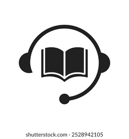 Ícone Audiobook. Ouça o livro. Conceito de biblioteca online. Ilustração vetorial.