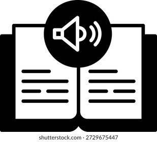 Audiobook Icon on Open Book Illustration