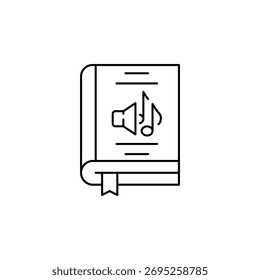 Audiobook icon on white background. Editable stroke.