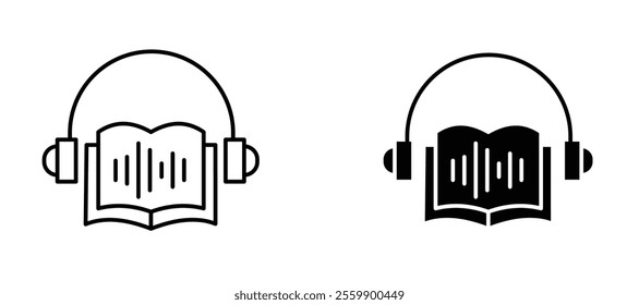 Audiobook Icon set in black color for ui designs