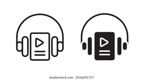 Audiobook icon set in Thin line black color.