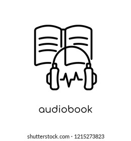 Audiobook icon. Trendy modern flat linear vector Audiobook icon on white background from thin line E-learning and education collection, editable outline stroke vector illustration