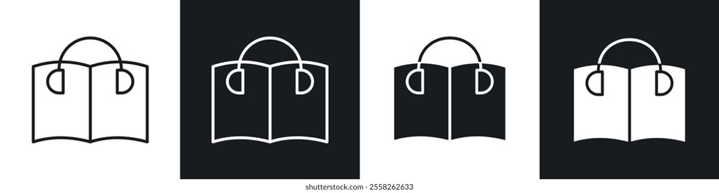 Audiobook icon vector collection in black and white.