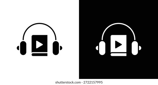 Ilustração de vetor de ícone de audiobook - ícones de vetor de estilo preto de alta qualidade