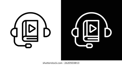 Vector del icono del audiolibro, Plantilla del logotipo de la ilustración en estilo de moda