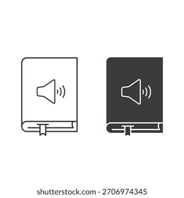 Audiobook-Symbol. Vektorgrafik einzeln. Umriss und schwarzer Satz.
