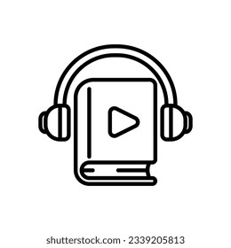 audiobook icon vector in line style