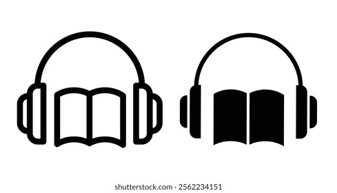Audiobook Icons pack in outlined and flat versions