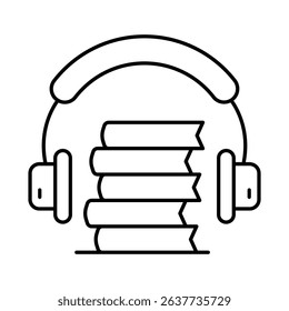 Audiobook Line Icon. E-learning, Education, Teaching, Online Study Icons Editable Stroke Vector Illustration