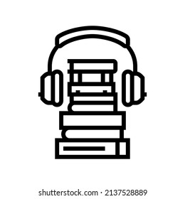Hörbuch zum Hören von Linien Symbol Vektorgrafik. Hörbuch für Hörzeichen. isoliertes Kontursymbol