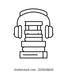 audiolibro para el vector de icono de línea de escucha. audiobook para la señal de escucha. símbolo de contorno aislado ilustración negra