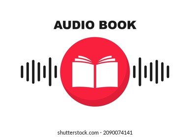 Audiobook logo template. Literature and e-books in audio format. For e-learning and onlin education. Vector illustration.